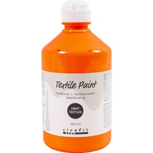 Tekstilmaling, halvdækkende, neon orange, 500 ml/ 1 fl.