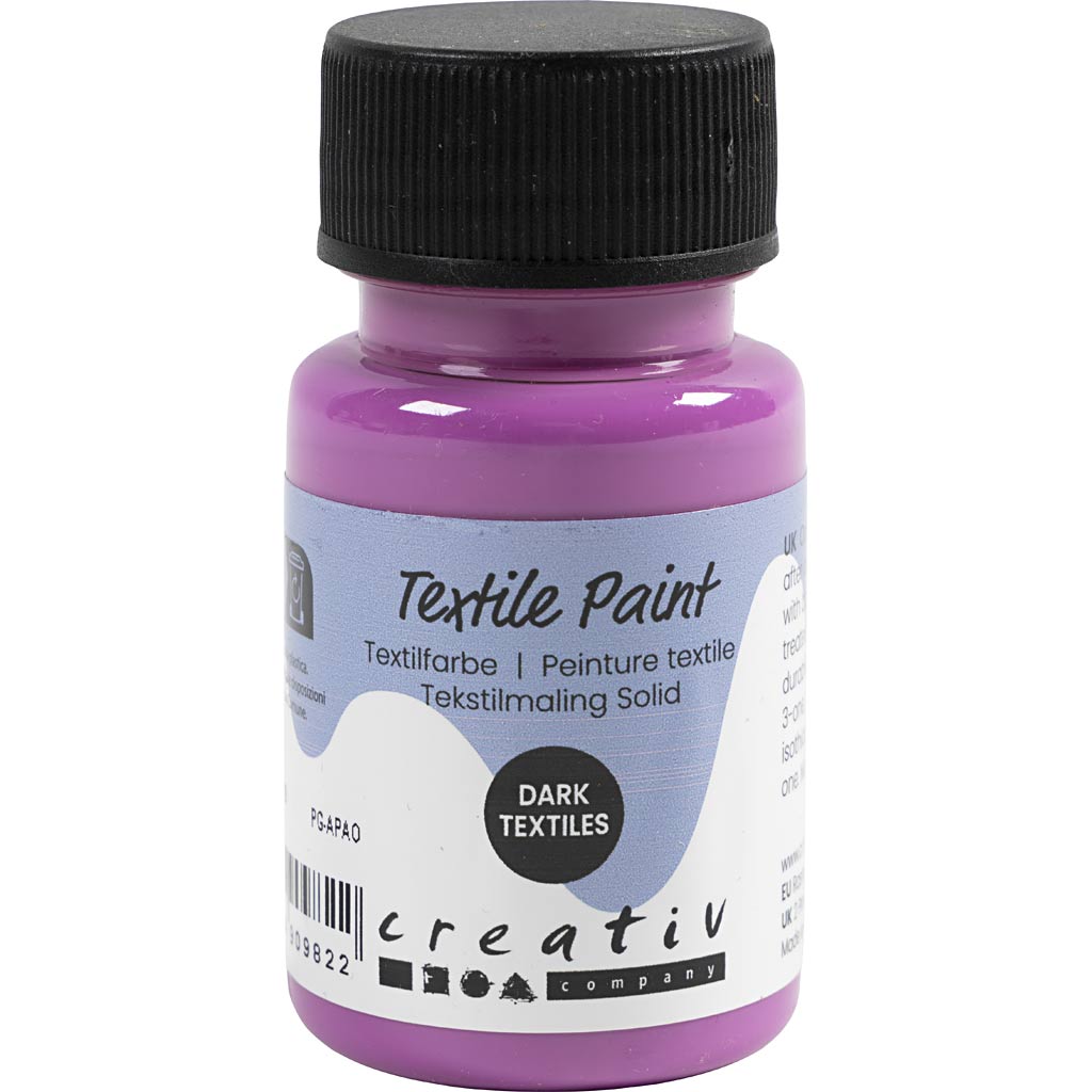 Tekstilmaling Solid, dækkende, fuchsia, 50 ml/ 1 fl.