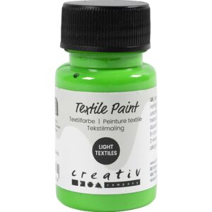 Tekstilmaling, halvdækkende, neon grøn, 50 ml/ 1 fl.