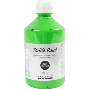 Tekstilmaling, halvdækkende, neon grøn, 500 ml/ 1 fl.