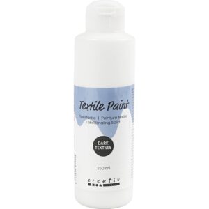 Tekstilmaling Solid, dækkende, hvid, 250 ml/ 1 fl.
