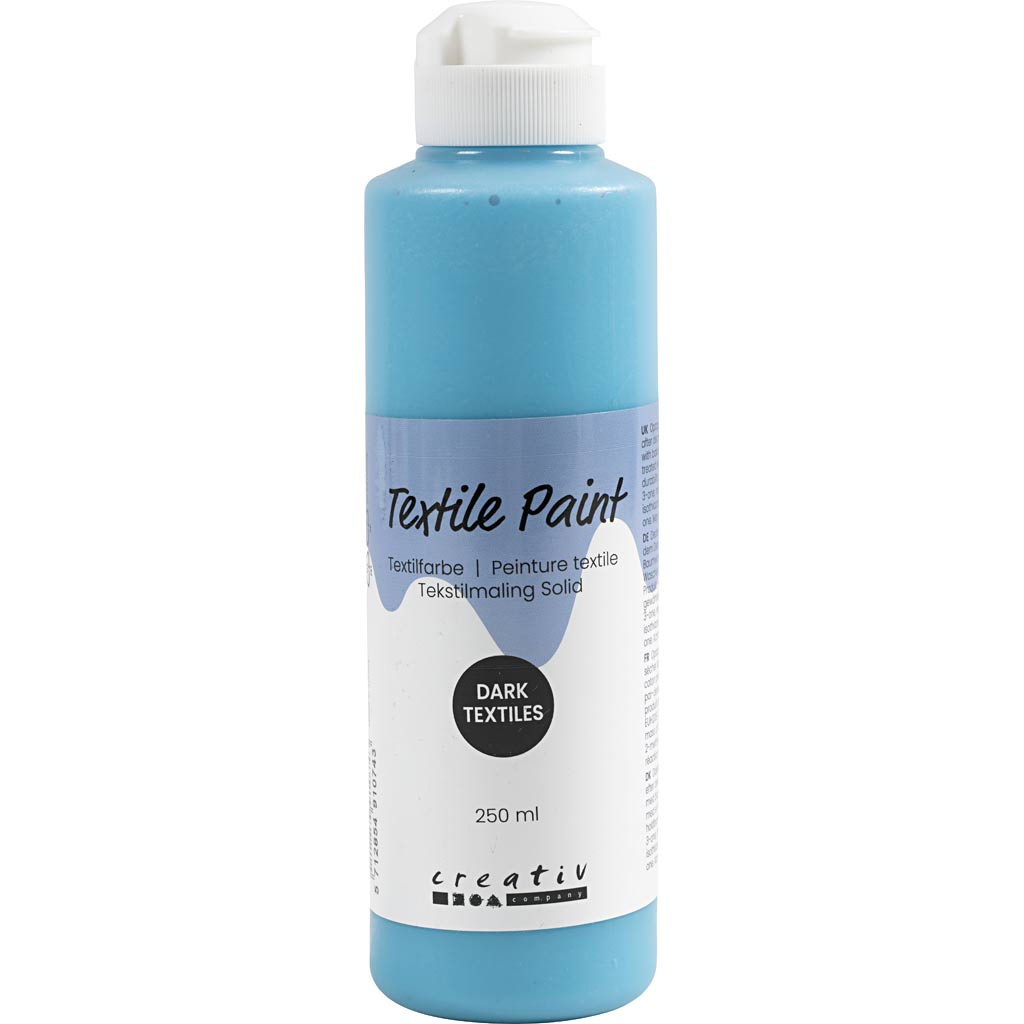 Tekstilmaling Solid, dækkende, turkisblå, 250 ml/ 1 fl.