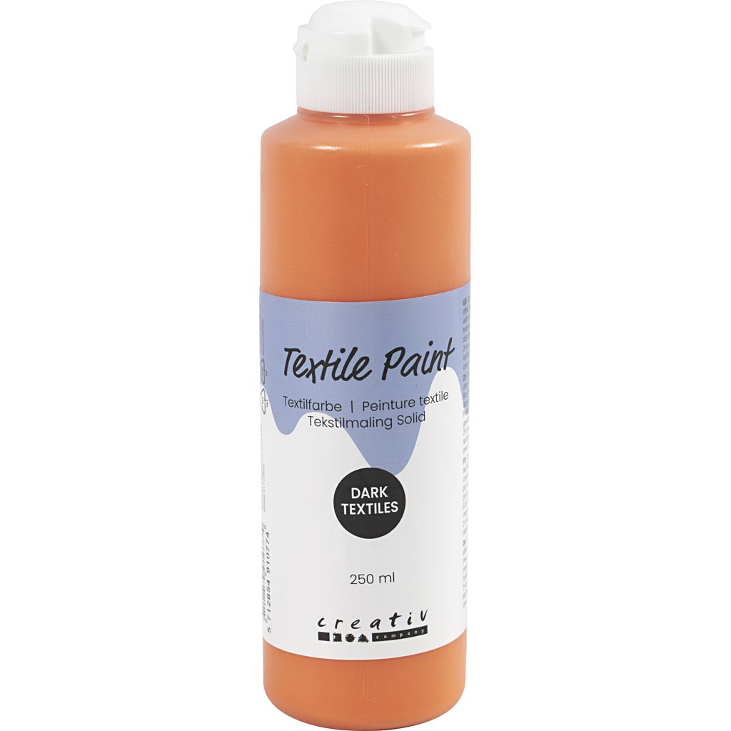 Tekstilmaling Solid, dækkende, orange, 250 ml/ 1 fl.