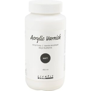 Akryl Slutfernis, mat, transparent, hvid, 450 ml/ 1 fl.