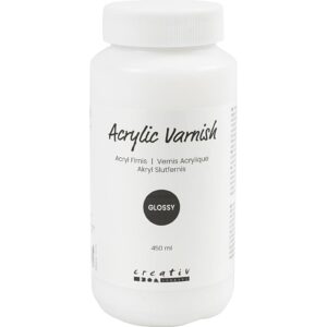 Akryl Slutfernis, blank, transparent, hvid, 450 ml/ 1 fl.