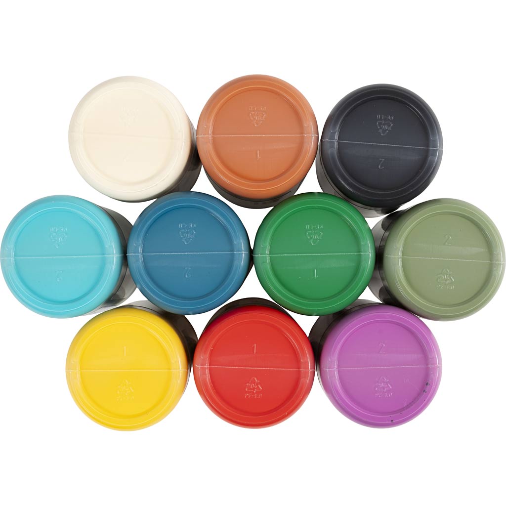 Udendørsmaling, silkemat, ass. farver, 10x250 ml/ 1 pk. - Image 2