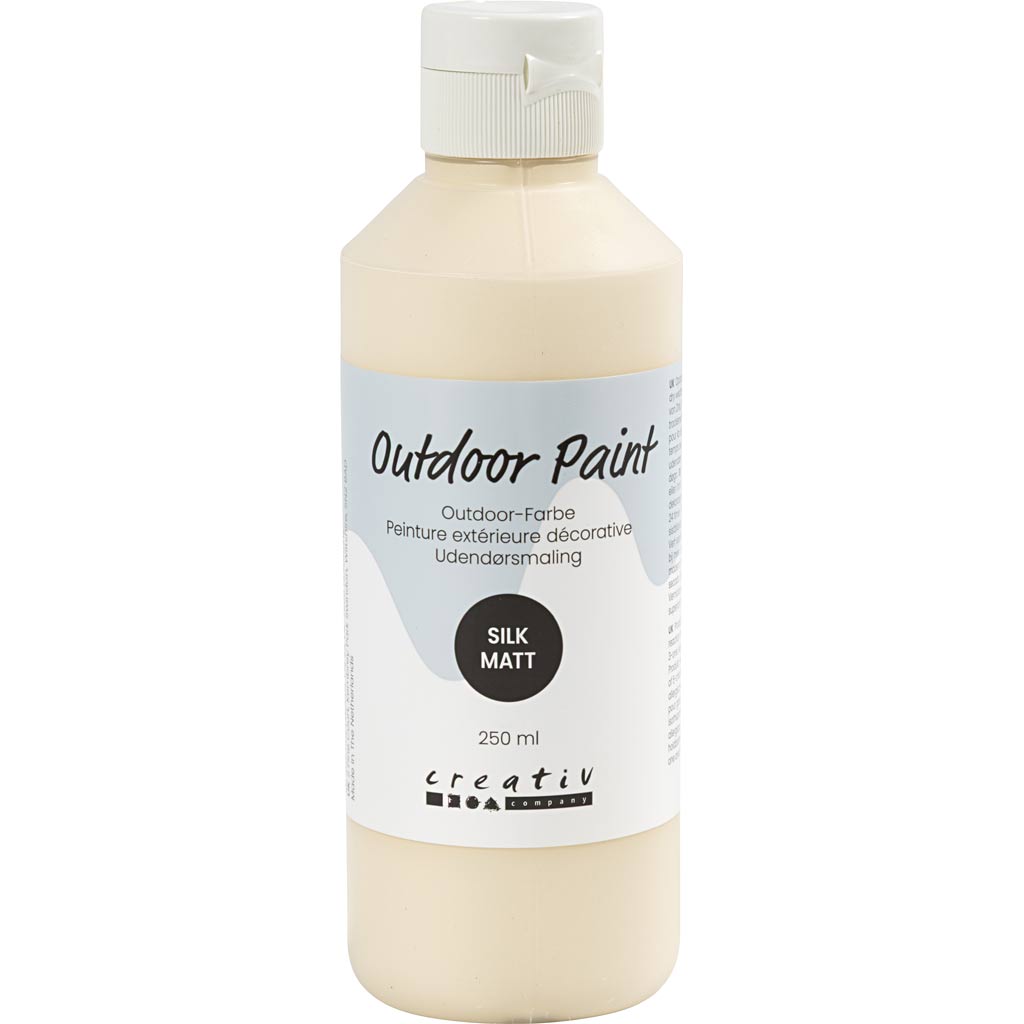 Udendørsmaling, silkemat, dækkende, hvid, 250 ml/ 1 fl.
