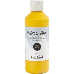 Udendørsmaling, silkemat, dækkende, gul, 250 ml/ 1 fl.