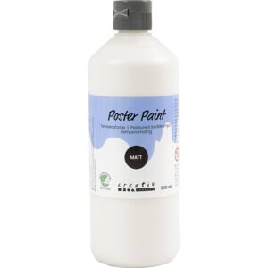 Temperamaling, mat, halvdækkende, hvid, 500 ml/ 1 fl.