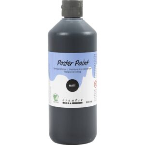 Temperamaling, mat, halvdækkende, sort, 500 ml/ 1 fl.