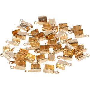 Endeklemme til snor, str. 7 mm, guldfarvet, 100 stk./ 1 pk.