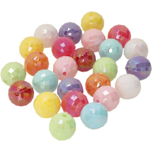 Facetperler, diam. 10 mm, hulstr. 2 mm, ca. 900 stk., ass. farver, 500 g/ 1 ps.