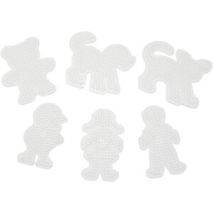 Perleplade, dreng, pige og 4 dyr, str. 13,5x13,5 cm, medium, 6 stk./ 1 ps.
