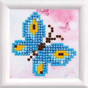 Diamond Dotz - billede på stof, sommerfugl, str. 7,6x7,6 cm, 1 pk.
