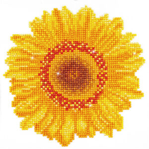 Diamond Dotz - billede på stof, Solsikke, str. 20x20 cm, 1 pk.