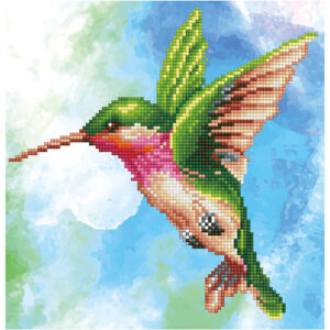 Diamond Dotz - billede på stof, Kolibri, str. 28x35,5 cm, 1 pk.
