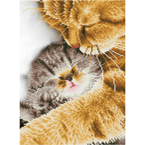 Diamond Dotz - billede på stof, Kat og killing, str. 35,5x45,7 cm, 1 pk.