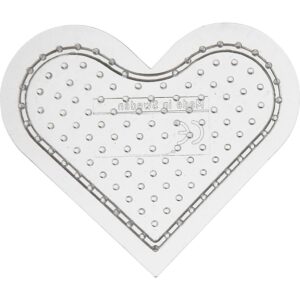 Perleplade, lille hjerte, str. 7 cm, medium, transparent, 1 stk.