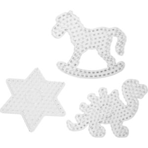 Perleplade, dinosaur, gyngehest, stjerne, str. 15-17x14-19 cm, JUMBO, klar, 3 stk./ 1 pk.