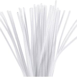 Chenille, L: 30 cm, tykkelse 4 mm, hvid, 50 stk./ 1 pk.