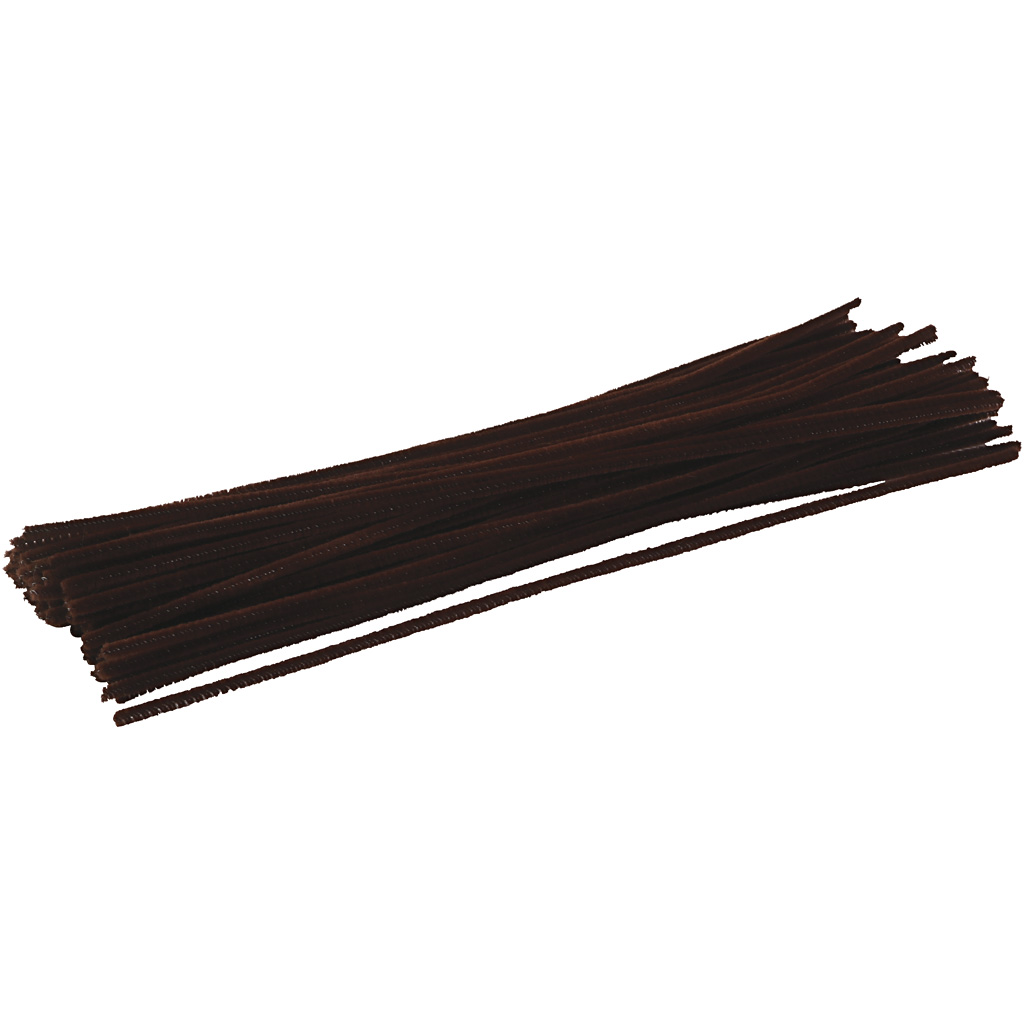 Chenille, L: 30 cm, tykkelse 4 mm, brun, 50 stk./ 1 pk.