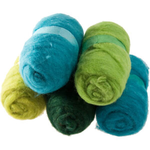 Kartet Uld, grøn, turkis, 5x100 g/ 1 pk.