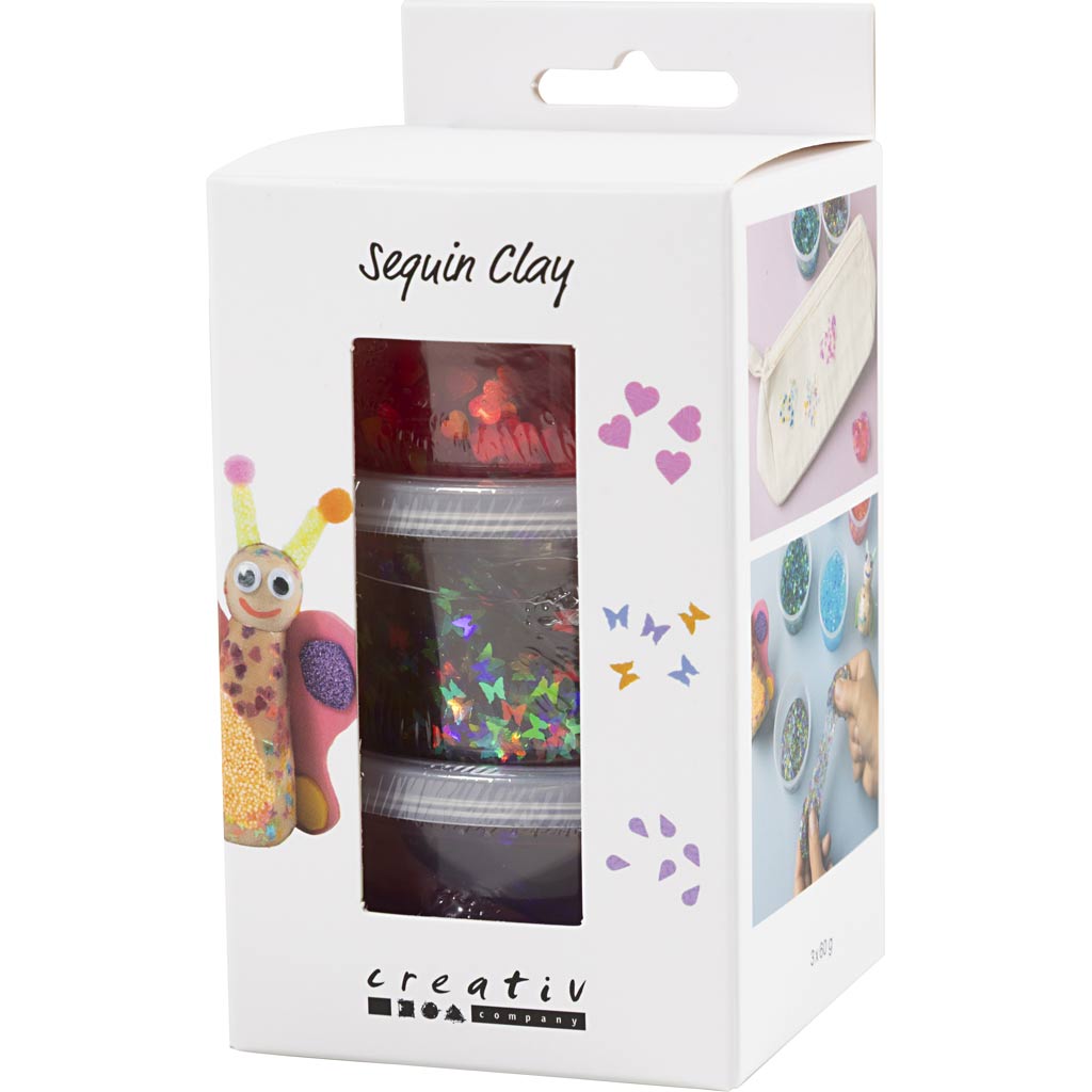 Sequin Clay, lilla/pink harmoni, 3x60 g/ 1 pk. - Image 4