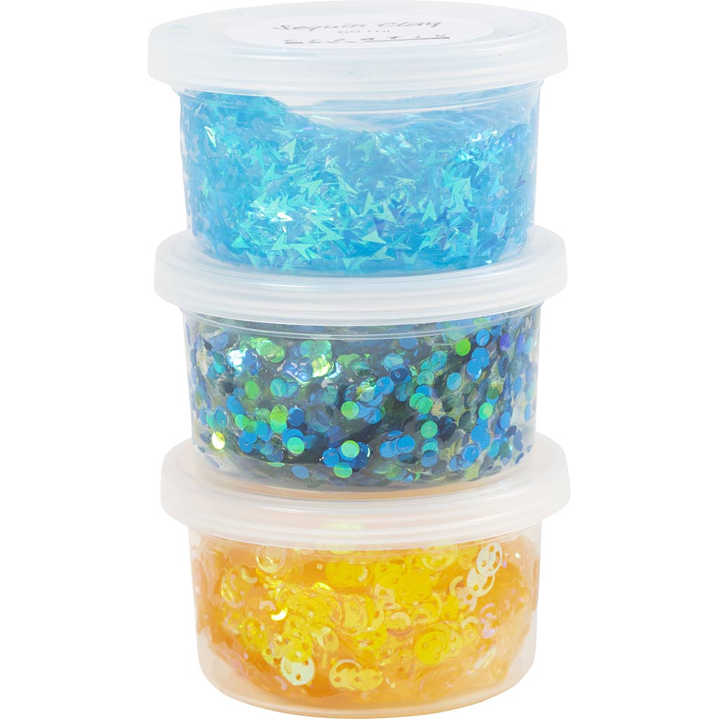 Sequin Clay, blå/grøn harmoni, 3x60 g/ 1 pk.