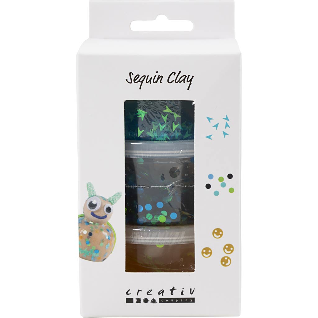 Sequin Clay, blå/grøn harmoni, 3x60 g/ 1 pk. - Image 2