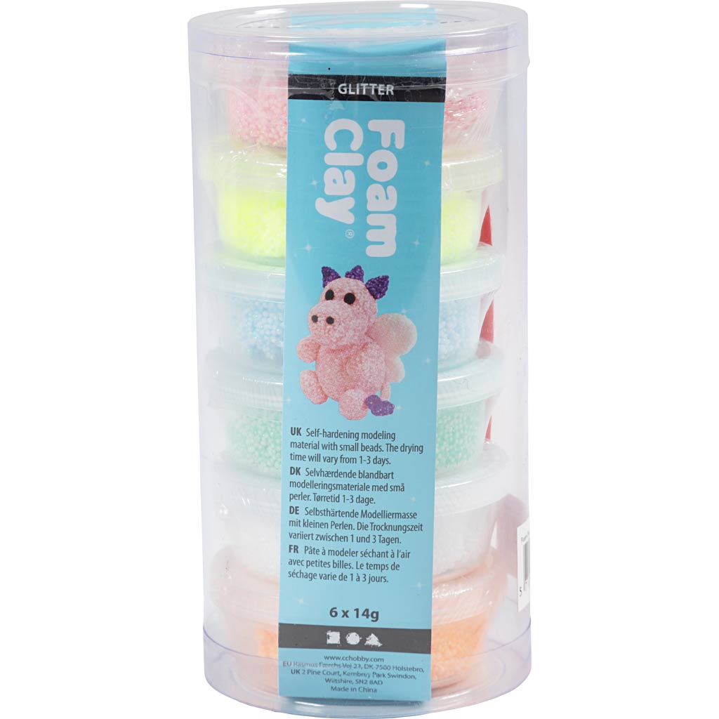 Foam Clay®, glitter, pastelfarver, 84 g, 6x14 g/ 1 pk. - Image 2