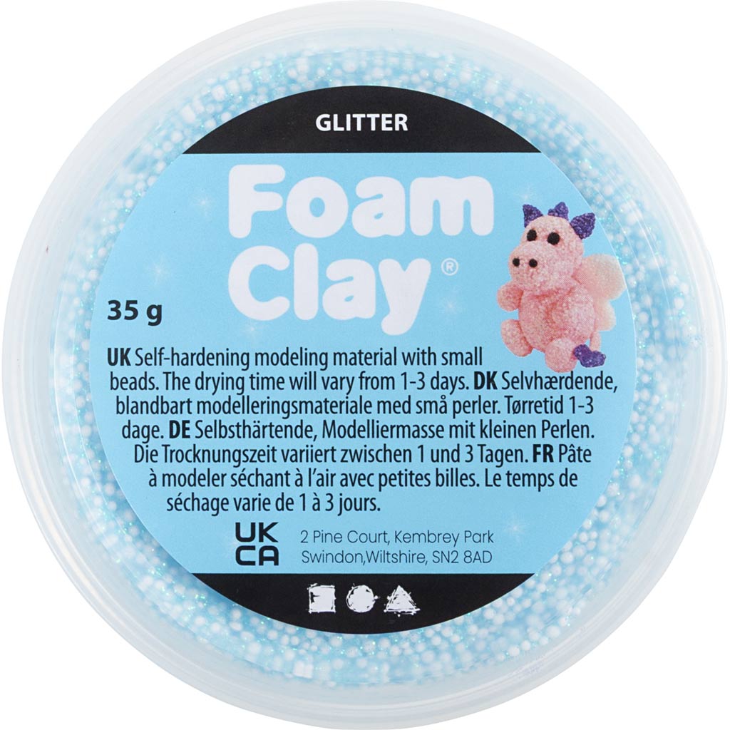 Foam Clay®, glitter, lyseblå, 35 g/ 1 ds. - Image 2