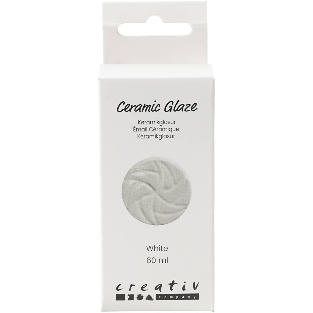 Keramikglasur, 984-1101 °C, dækkende, white, 60 ml/ 1 ds.