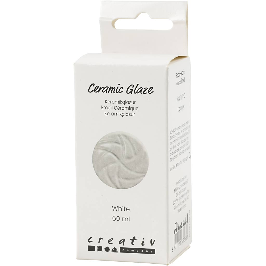 Keramikglasur, 984-1101 °C, dækkende, white, 60 ml/ 1 ds. - Image 2