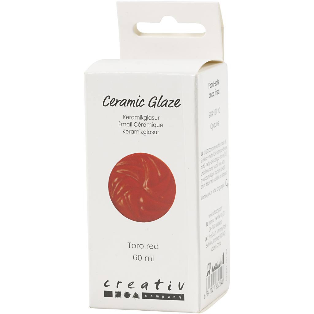 Keramikglasur, 984-1101 °C, dækkende, Toro Red, 60 ml/ 1 ds. - Image 2