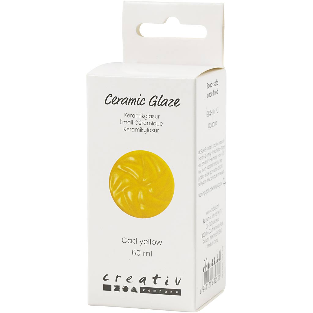 Keramikglasur, 984-1101 °C, dækkende, Cad Yellow, 60 ml/ 1 ds. - Image 2