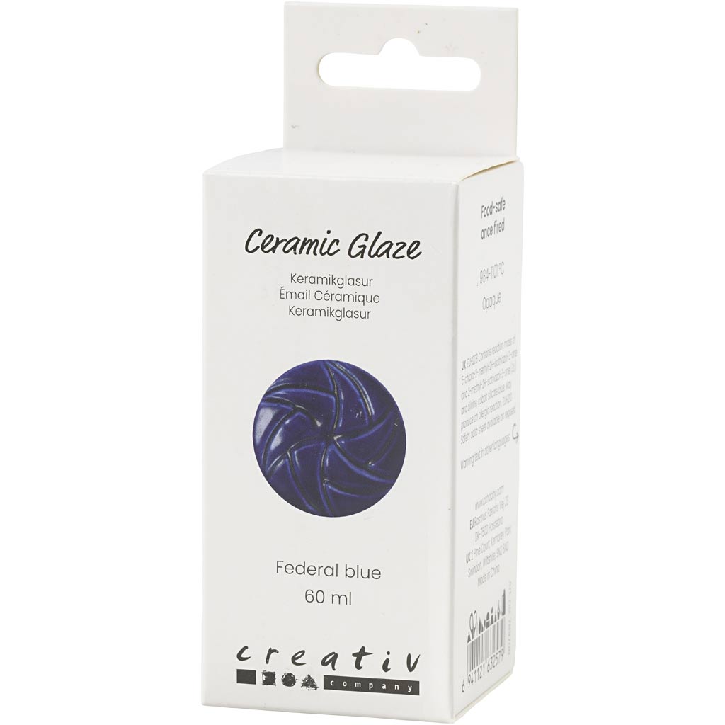 Keramikglasur, 984-1101 °C, dækkende, Federal Blue, 60 ml/ 1 ds. - Image 2