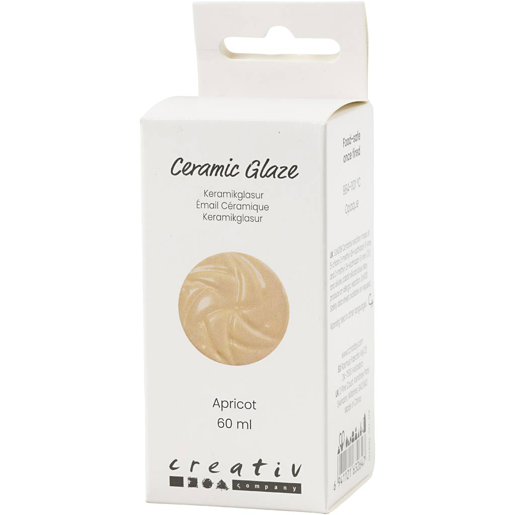 Keramikglasur, 984-1101 °C, dækkende, Apricot, 60 ml/ 1 ds. - Image 2