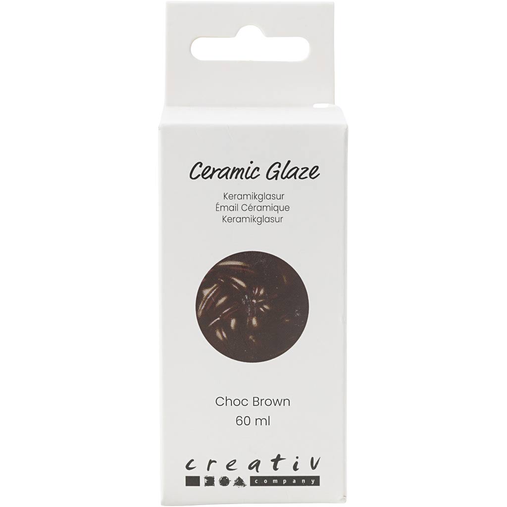 Keramikglasur, 984-1101 °C, dækkende, Chocolate Brown, 60 ml/ 1 ds.