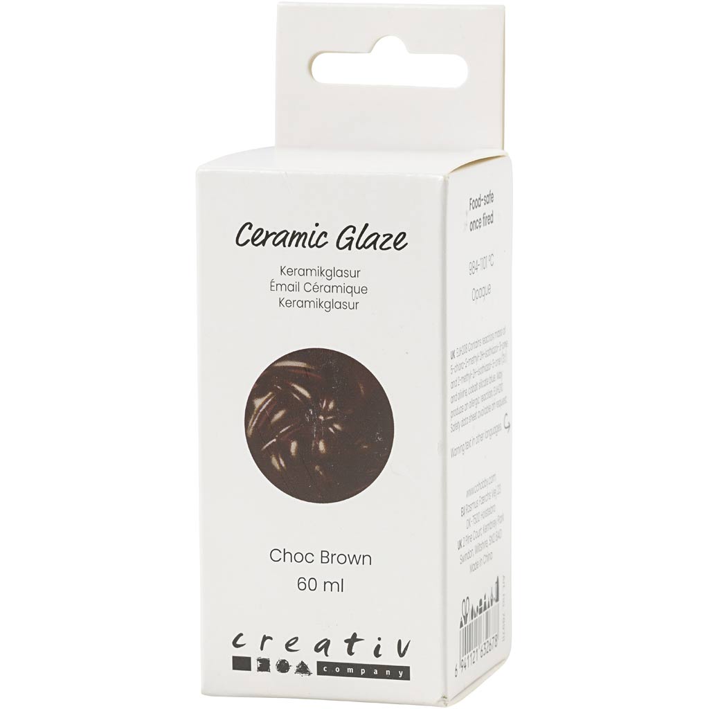 Keramikglasur, 984-1101 °C, dækkende, Chocolate Brown, 60 ml/ 1 ds. - Image 2