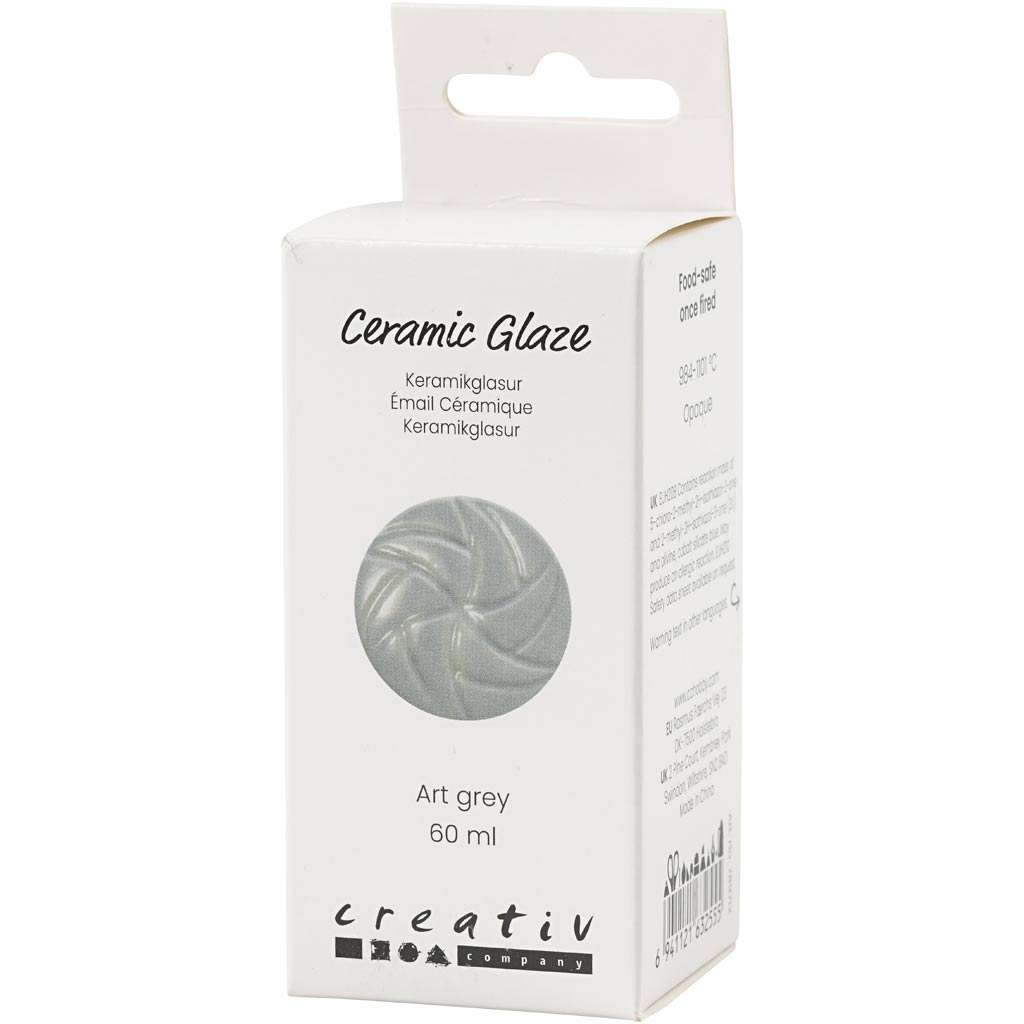 Keramikglasur, 984-1101 °C, dækkende, Art Grey, 60 ml/ 1 ds. - Image 2