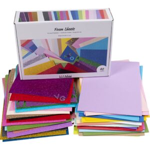 Mosgummi ark, A4, ark 210x297 cm, ass. farver, 40 ark/ 1 pk.