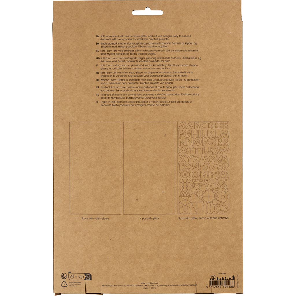 Mosgummi ark, str. 14x25 cm, tykkelse 2 mm, pastelfarver, 12 ark/ 1 pk. - Image 3