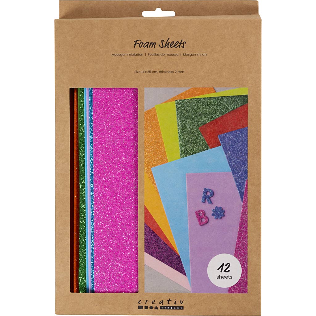 Mosgummi ark, str. 14x25 cm, tykkelse 2 mm, colorful, 12 ark/ 1 pk. - Image 2