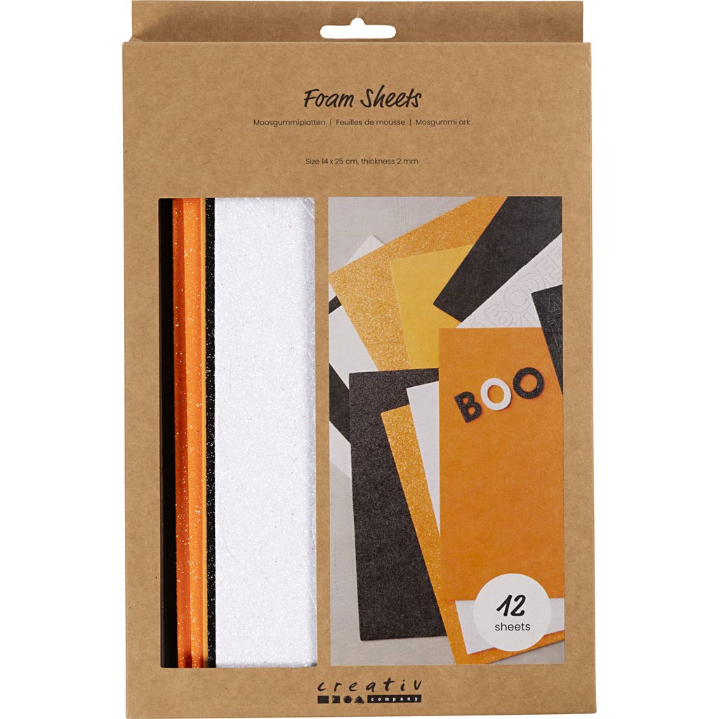 Mosgummi ark, str. 14x25 cm, tykkelse 2 mm, halloweenfarver, 12 ark/ 1 pk. - Image 2