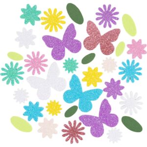 Mosgummi klistermærker, Sommerfugl, blomst, blad, selvklæbende, str. 9-43 mm, pastelfarver, 120 stk./ 1 pk.