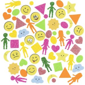 Mosgummi klistermærker, Geometri, mennesker, vejret, smileys, selvklæbende, str. 10-40 mm, colorful, 175 stk./ 1 pk.