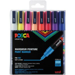 Sæt med Posca Tuscher, PC 3M, nr. PC-3M, standardfarver, 16 stk./ 1 pk.