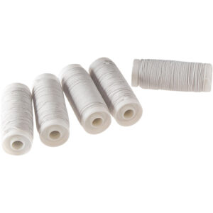 Tynd, rund elastiktråd, diam. 0,5 mm, hvid, 5x20 m/ 1 pk.