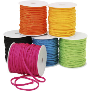 Faldskærmssnor, B: 5 mm, tykkelse 2 mm, neonfarver, 6x40 m/ 1 pk.