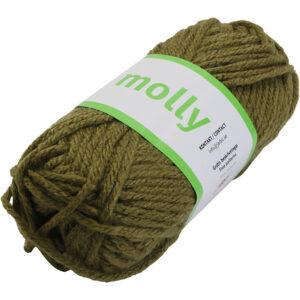 Acrylgarn kraftigt, pind 7-8, oliven, 50 g/ 1 ngl.